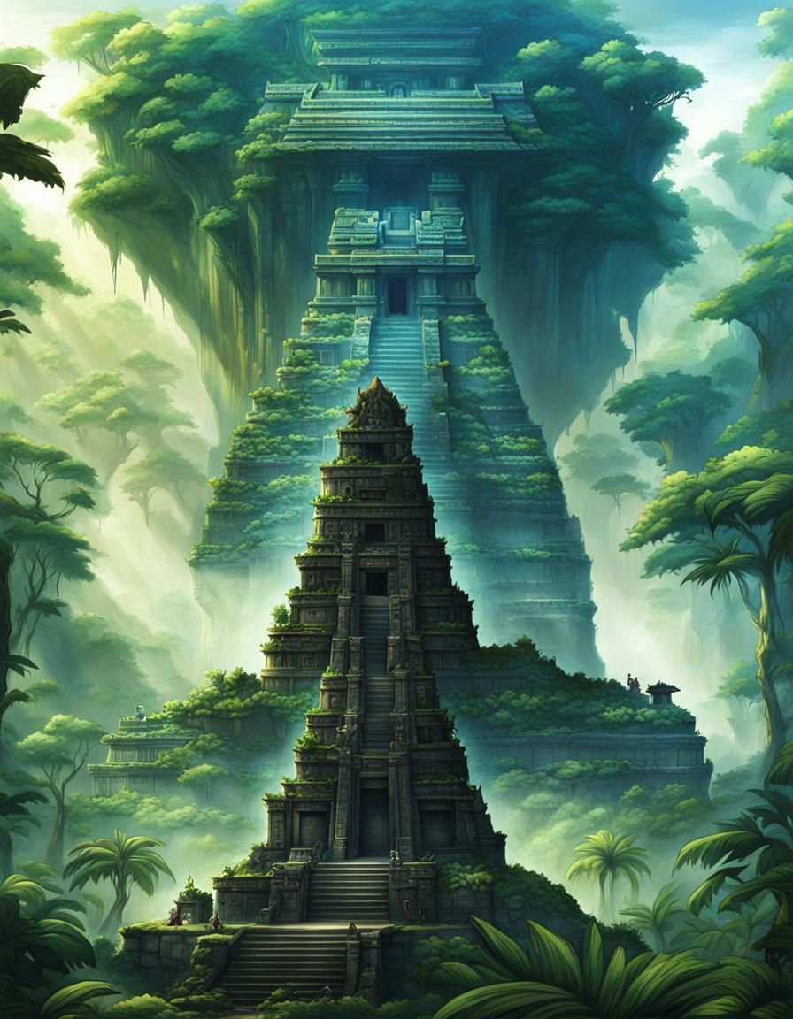 Alien in Mayan Temple, Anime Style