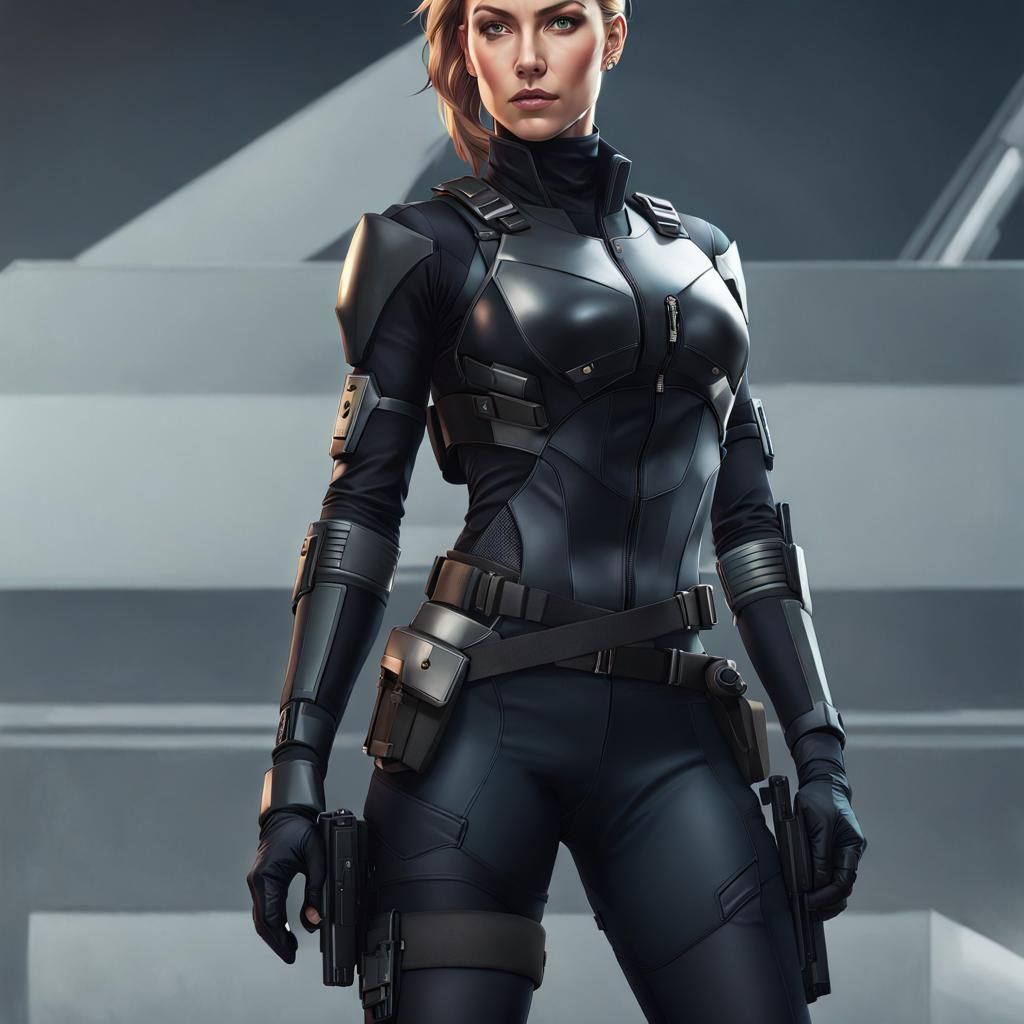 Female Spy in Tactical Suit: Hyperdetailed Concept Art