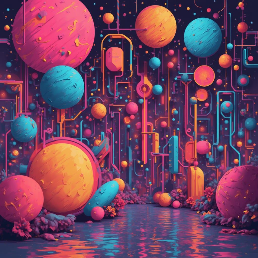 Abstract Neon Shapes in Digital Art Style