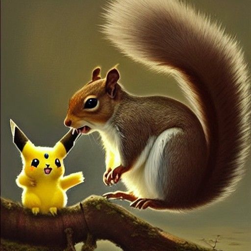 Squirrel eat Pikachu candy