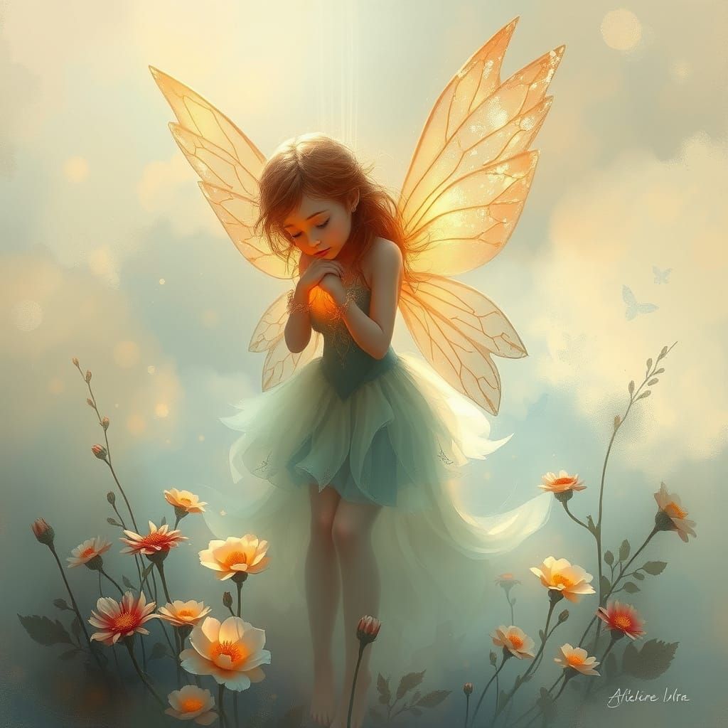 Ethereal Fairy in Dreamlike Landscape