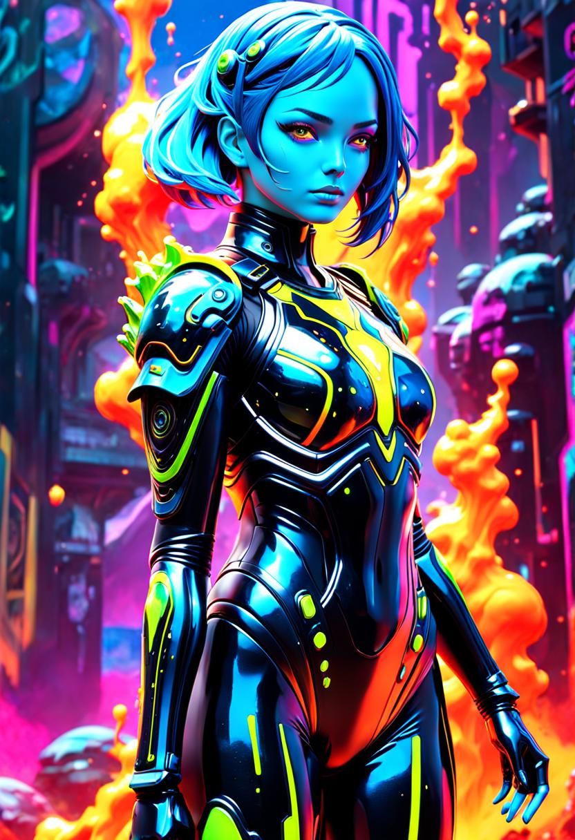 Slime-Girl in Sci-Fi Armor Digital Matte Painting