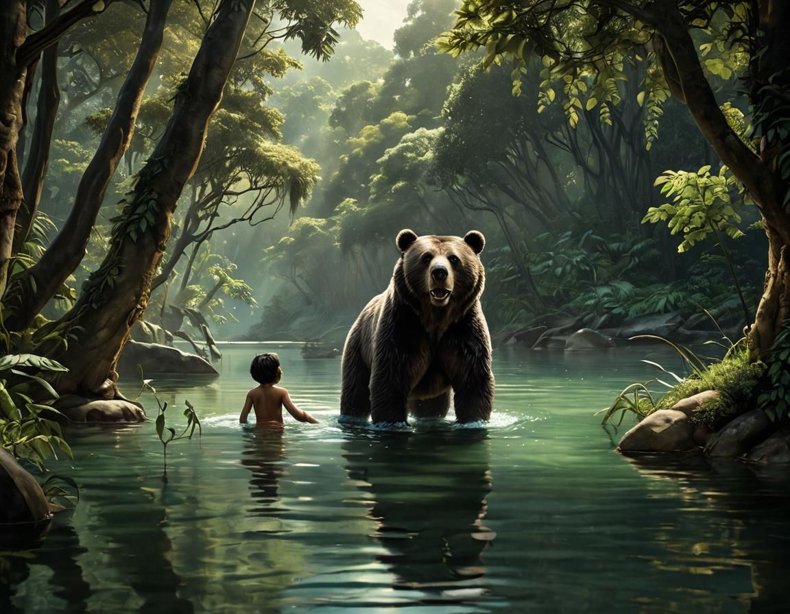 Baloo and Mowgli: Jungle Book Swim