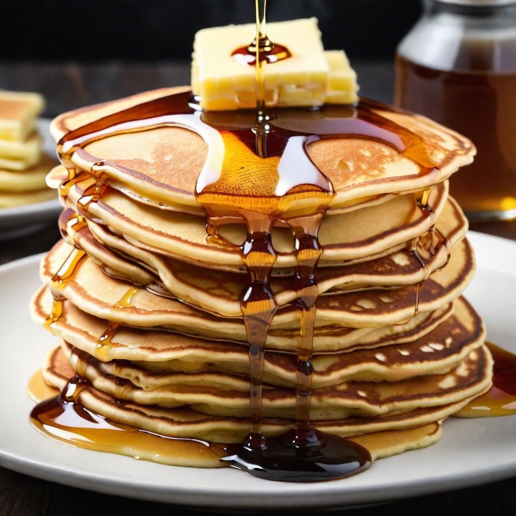 Delicious Pancakes with Butter and Syrup