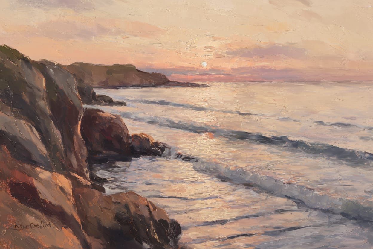 Impressionist Seascape at Twilight