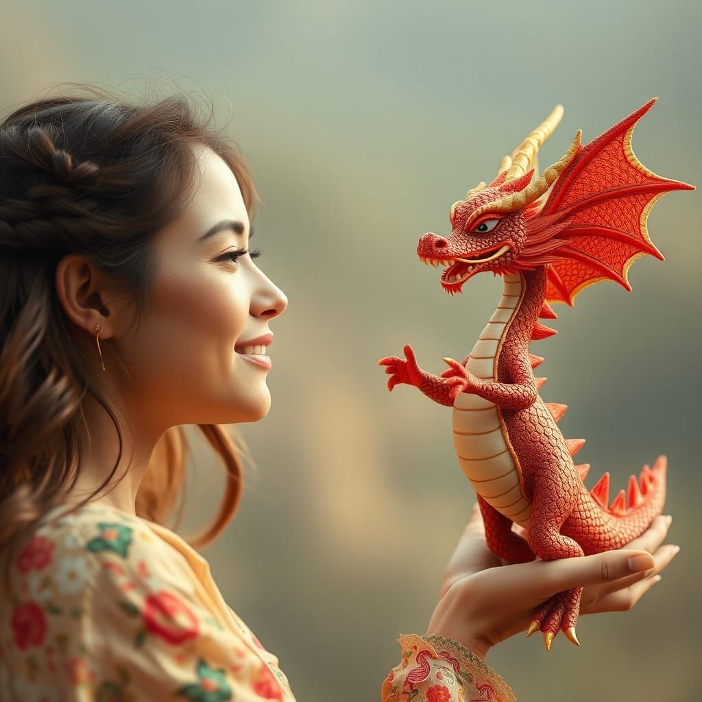 Woman Watching Dancing Dragons
