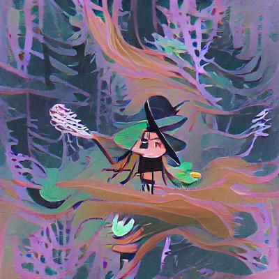 Enchanting Forest Witch Digital Art