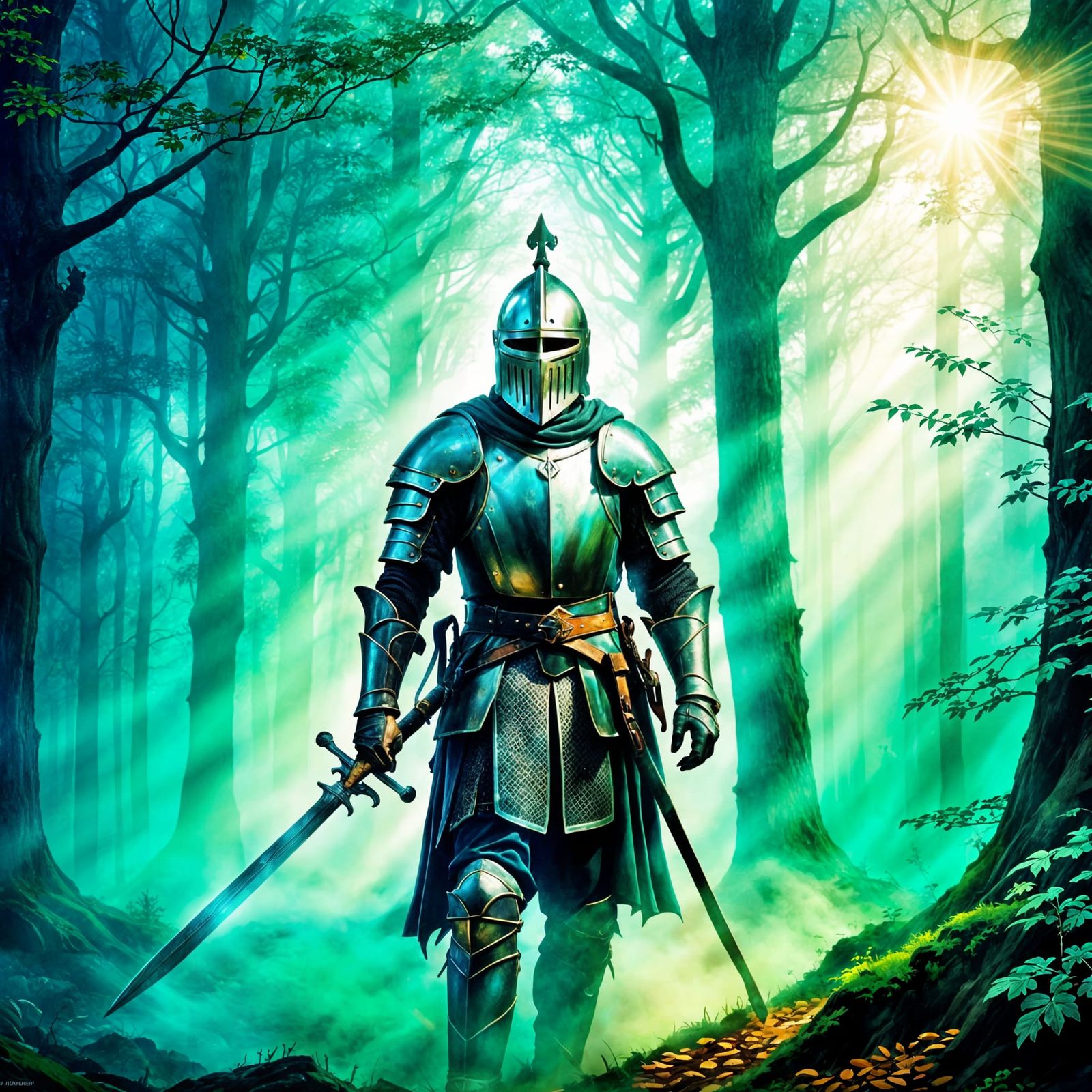 Woodland Warrior with Spade in Forest
