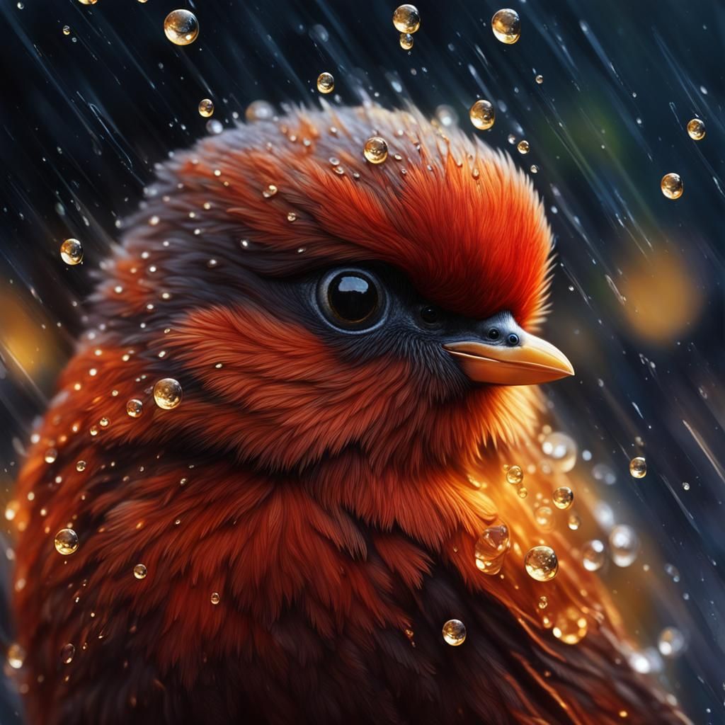 Cute bird in red
