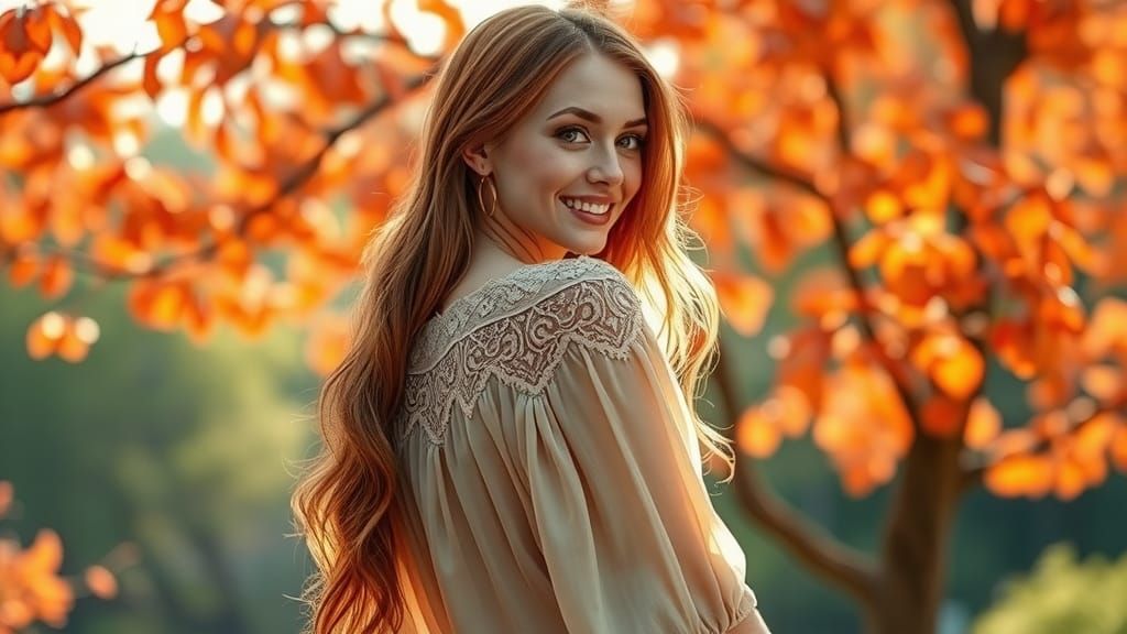 Tattoo Artist in Autumn Landscape, Abstract Expressionism