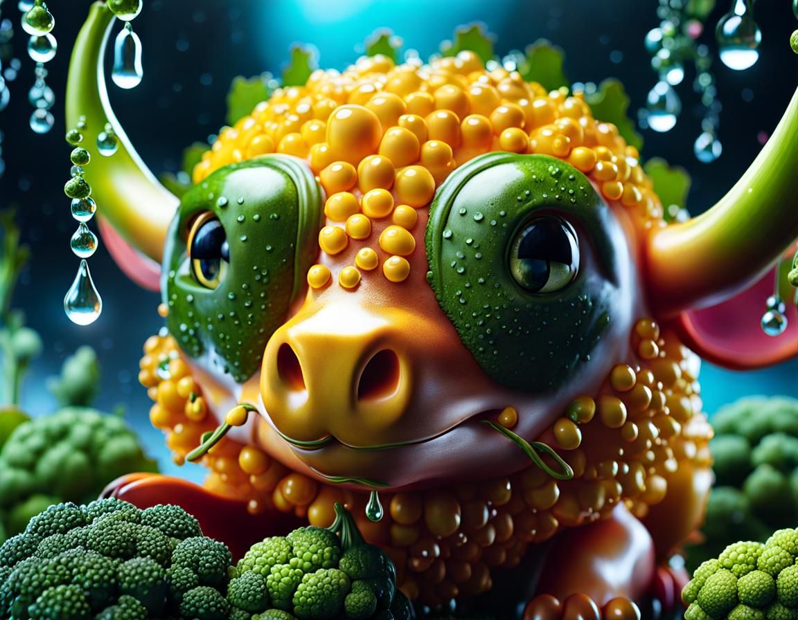 Broccoli Animal Farm in Detailed Double Exposure