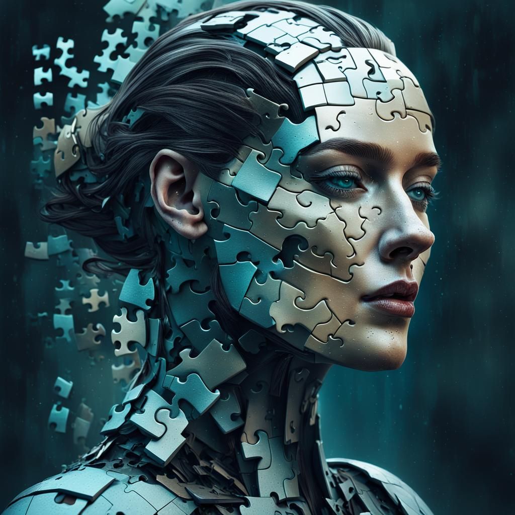 Haunting Android Portrait in Digital Painting Style