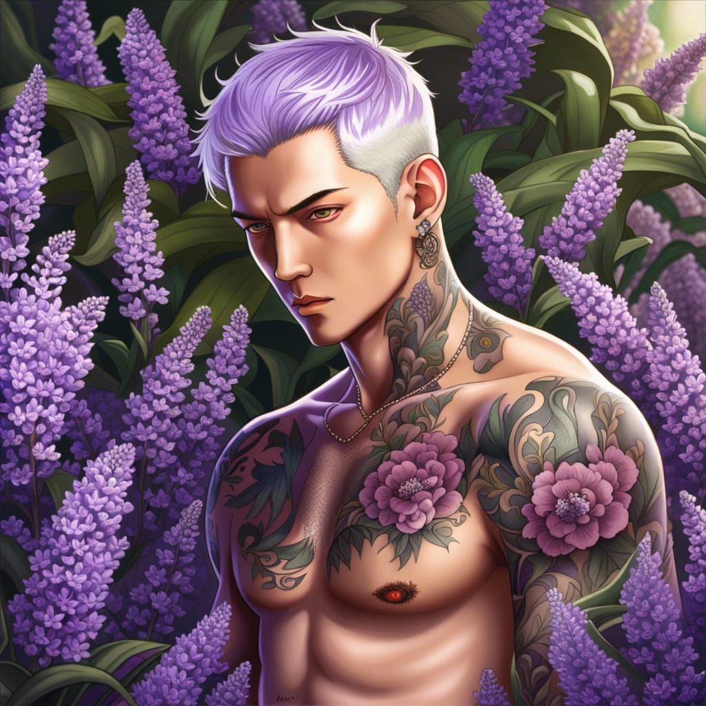 Anime Yakuza Surrounded by Lavender