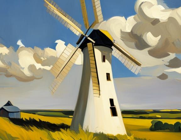 Batman as Windmill in Oil Painting Style