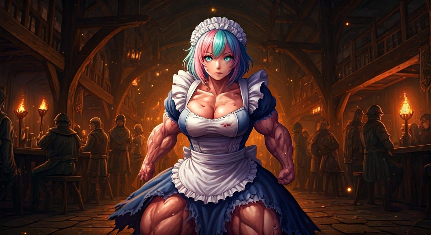 Anime Maiden in Tavern with Heterochromia Eyes