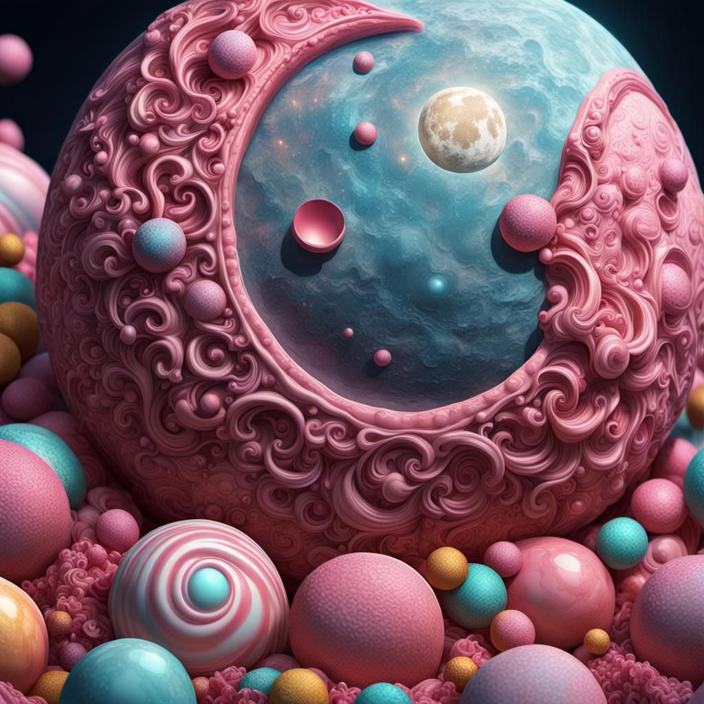Ultrarealistic Candy Moon Concept Art in 4D