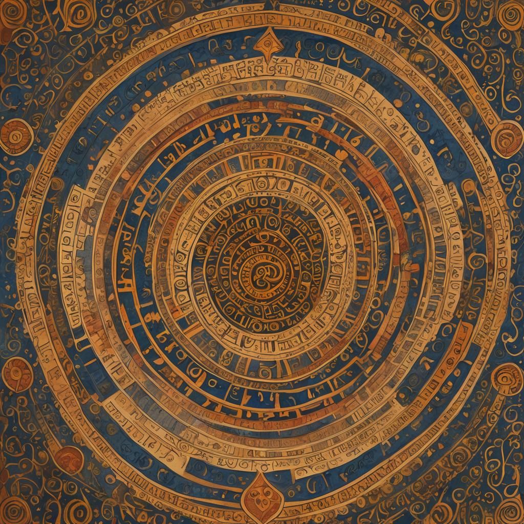 Psychedelic Sanskrit Manuscript with Kaleidoscopic Patterns