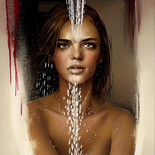 Sinister Shower: Fantasy Illustration of a Girl