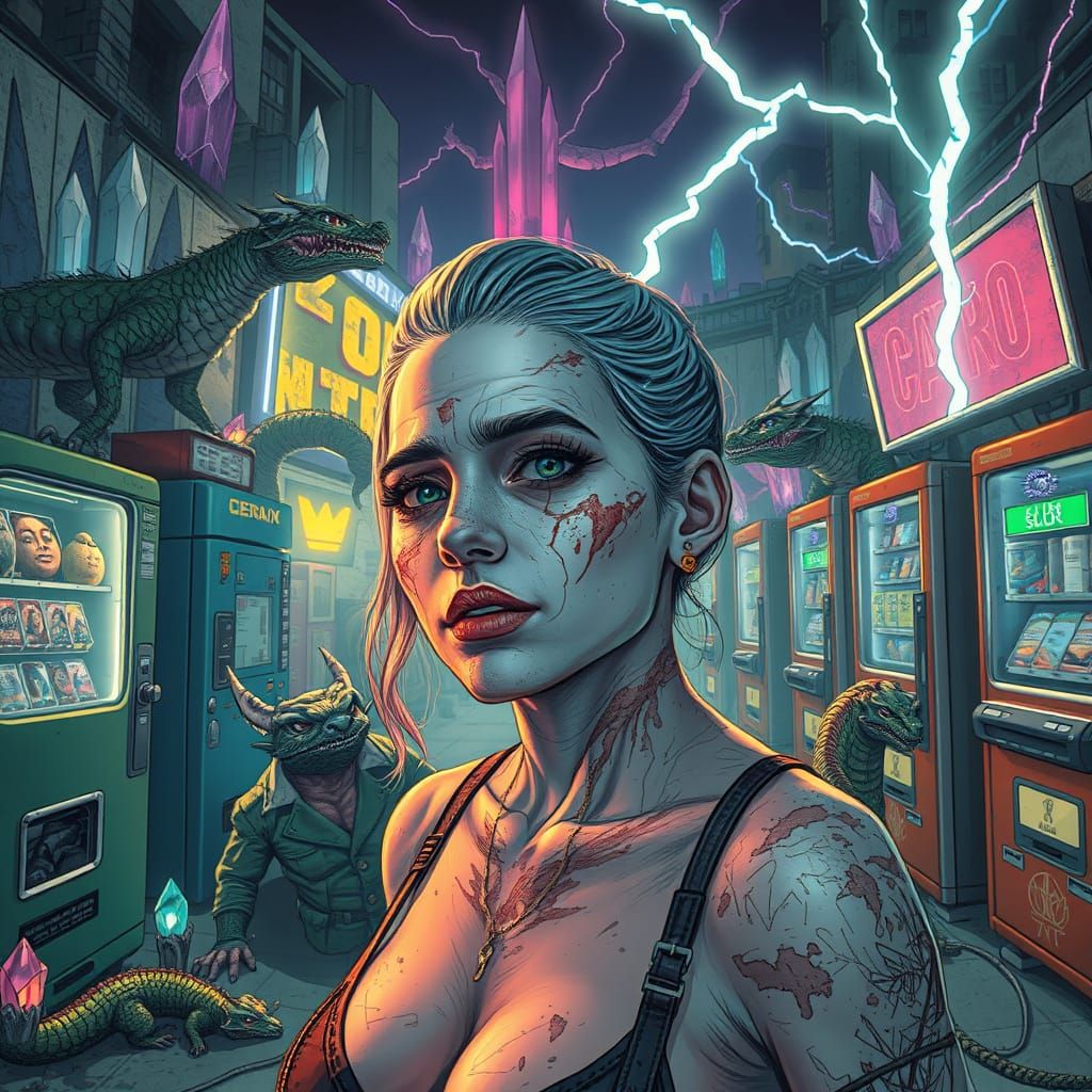 Dragons, Wrestlers, and a Hidden Cityscape in Neon Futurism