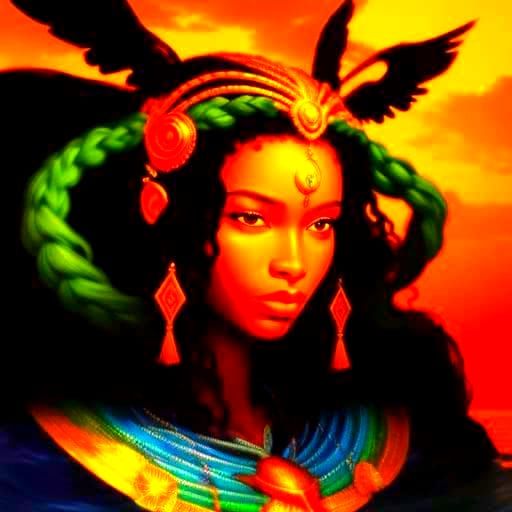 African Amazon Warrior Princess Emerges at Sunrise