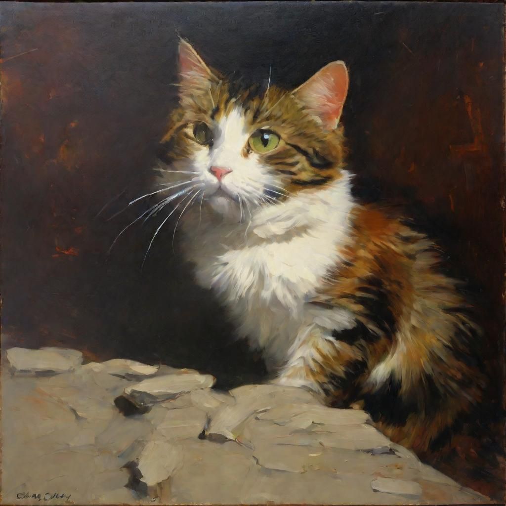Oil Painting of a Cat