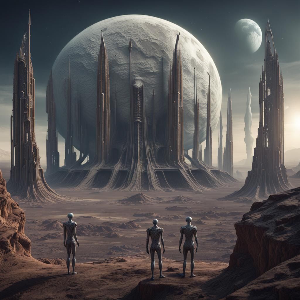 Alien Council on Moon Base: Fantasy Concept Art