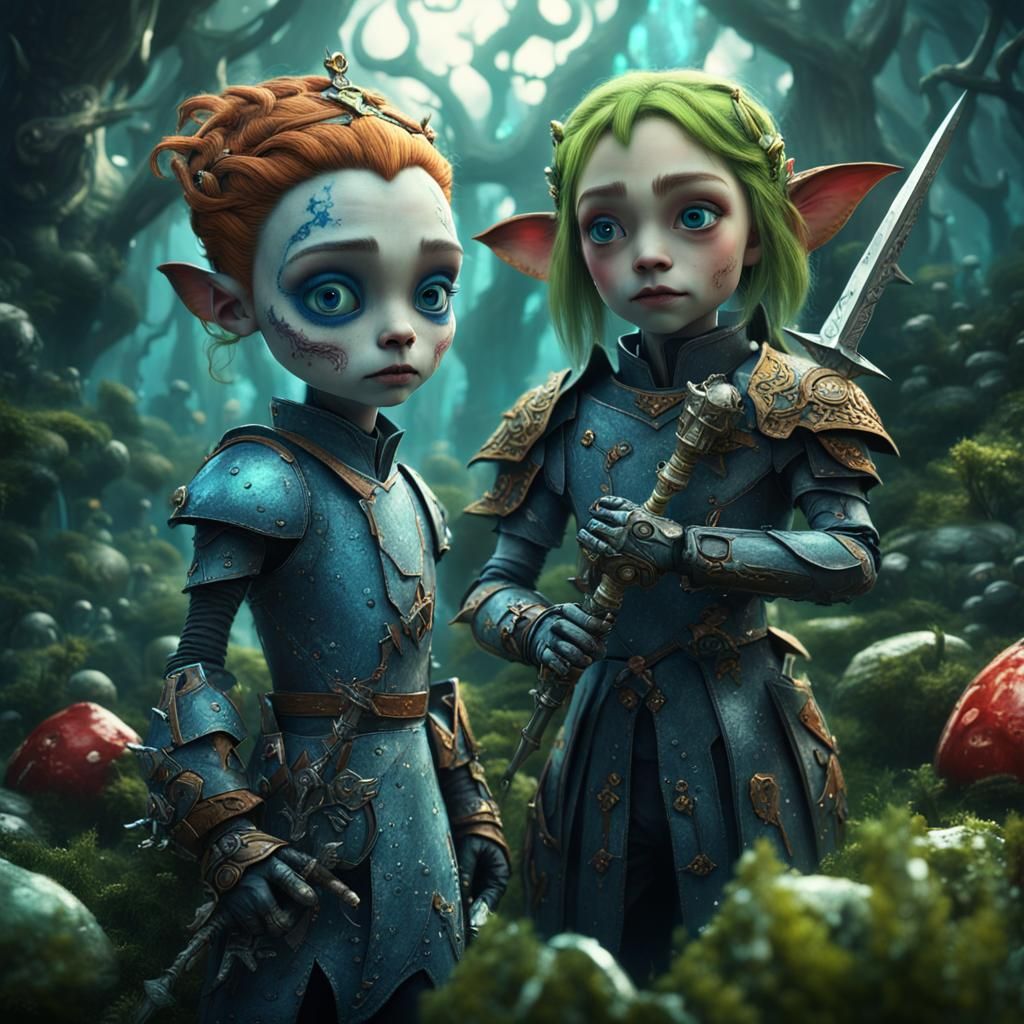 Futuristic Elf Warrior in Wonderland, Digital Art