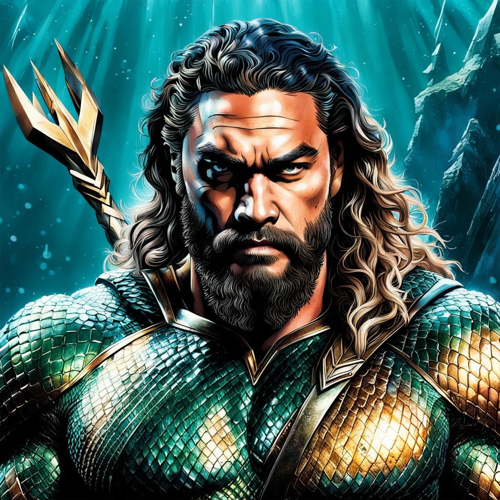 Aquaman Digital Art of Heroic Warrior