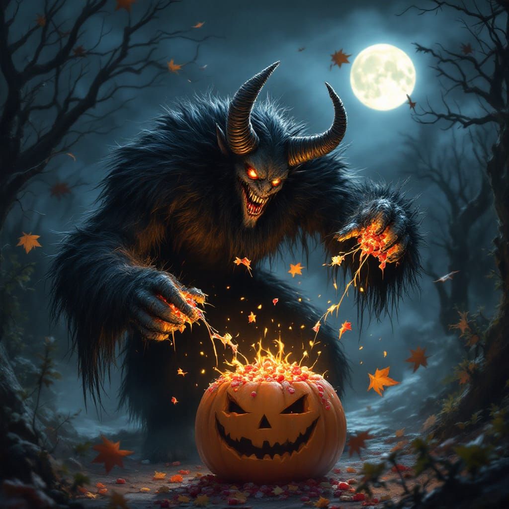 Krampus Steals Candy on Halloween Night