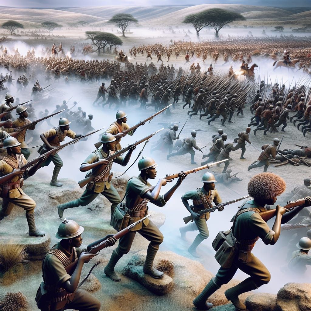 Bantu Infantry Soldiers in Modern Age Battle
