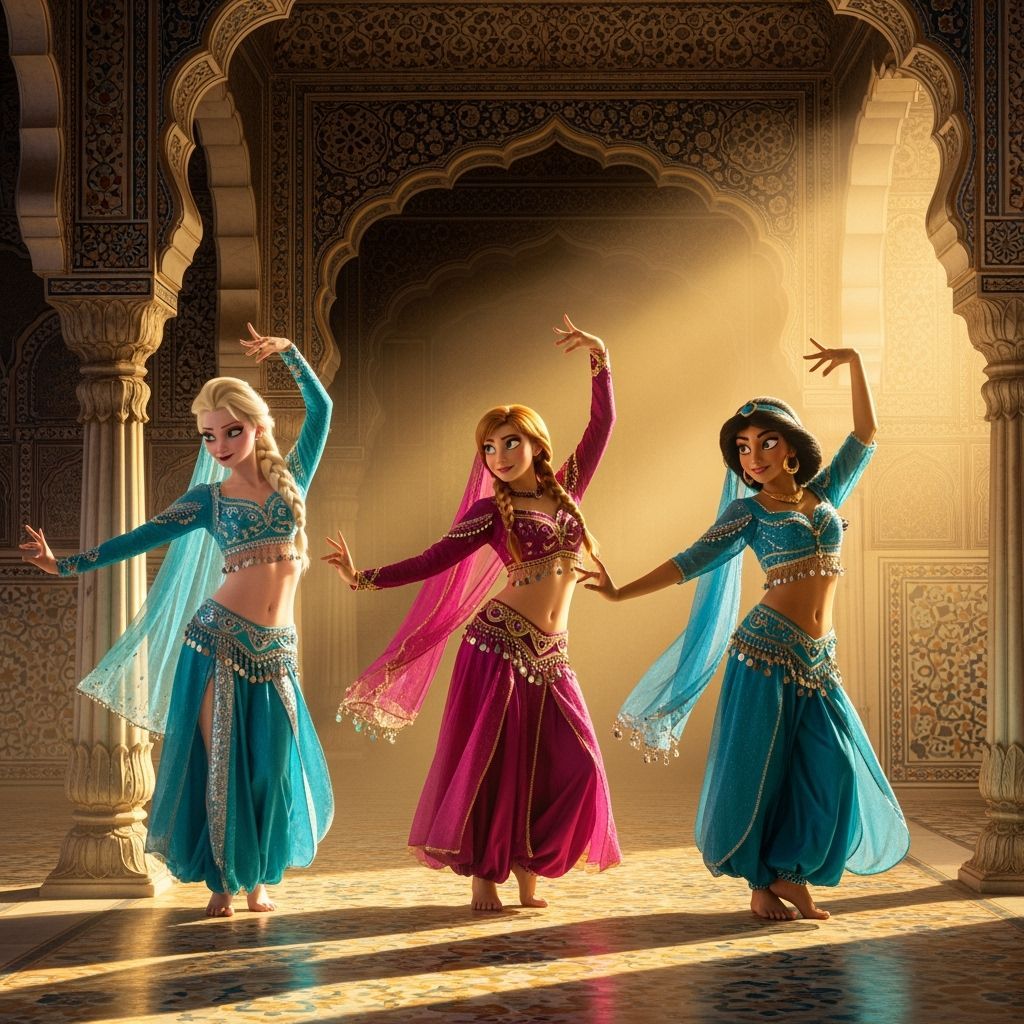 Disney Princesses Performing a Dynamic Belly Dance