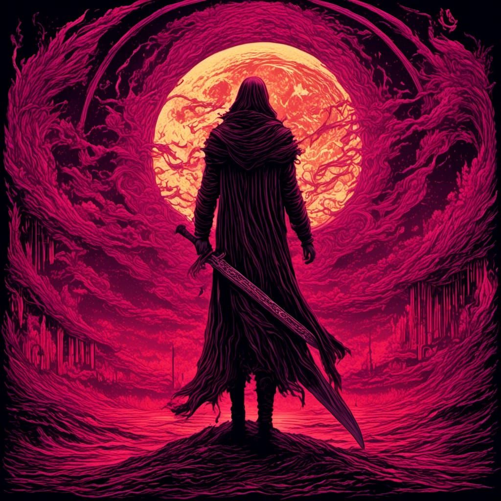 Neon 80s Sword of Life in Vice City Style