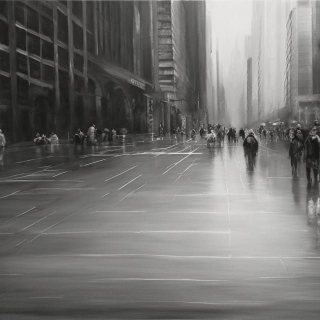 Lonely Figure in City, Albrecht Dürer Style