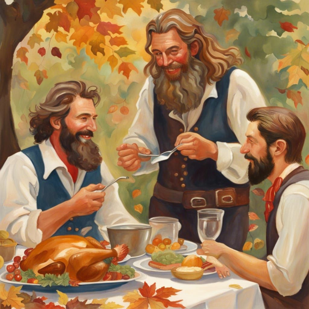 Thanksgiving Joy: A Gouache Style Impressionist Masterpiece