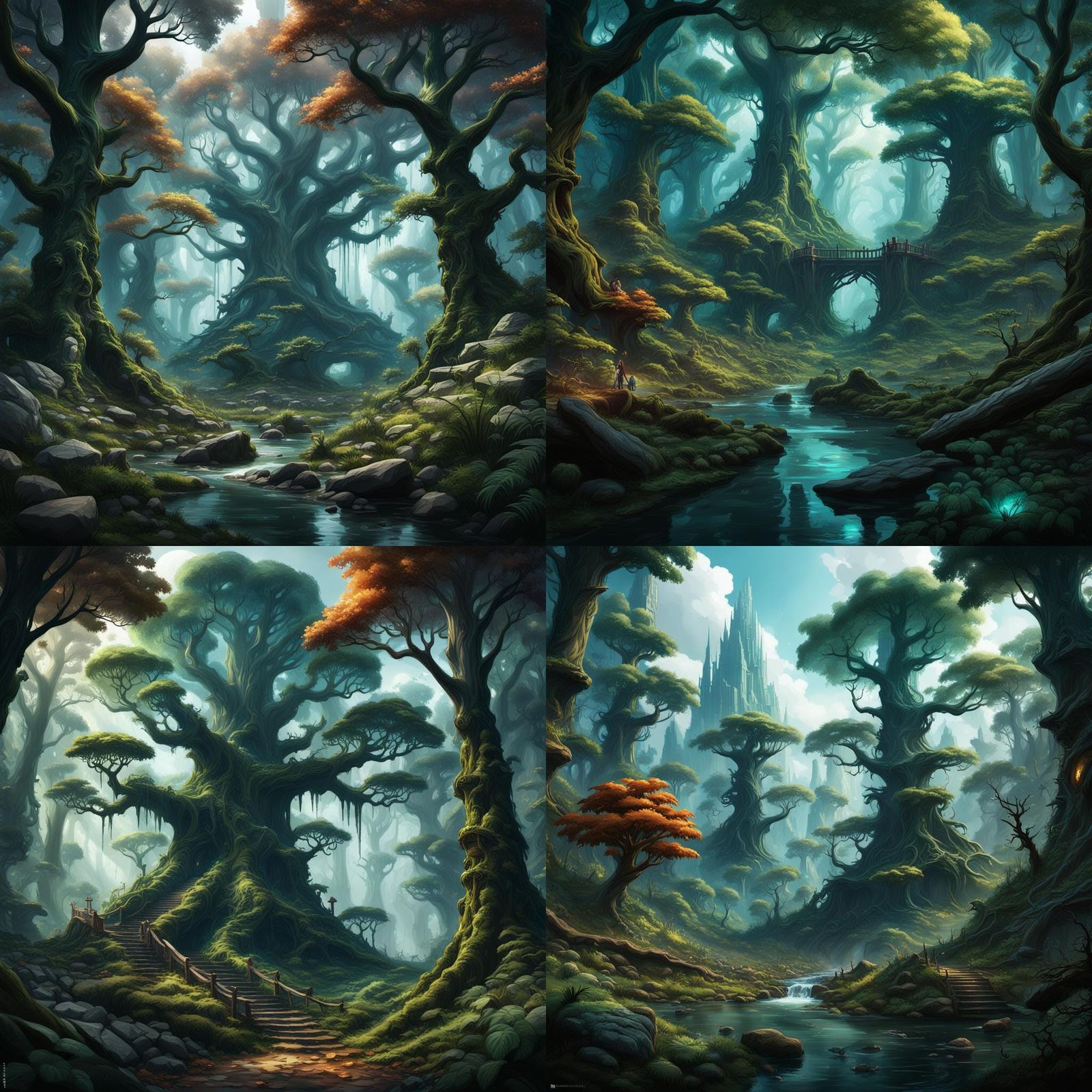 Mystical Deep Forest in Magic the Gathering Style