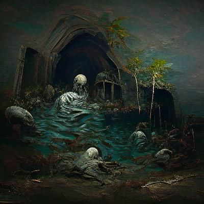 Dark Abandoned Oasis in Horror Style