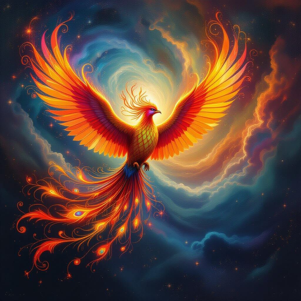 Shamanic Journey on a Fiery Mythical Bird