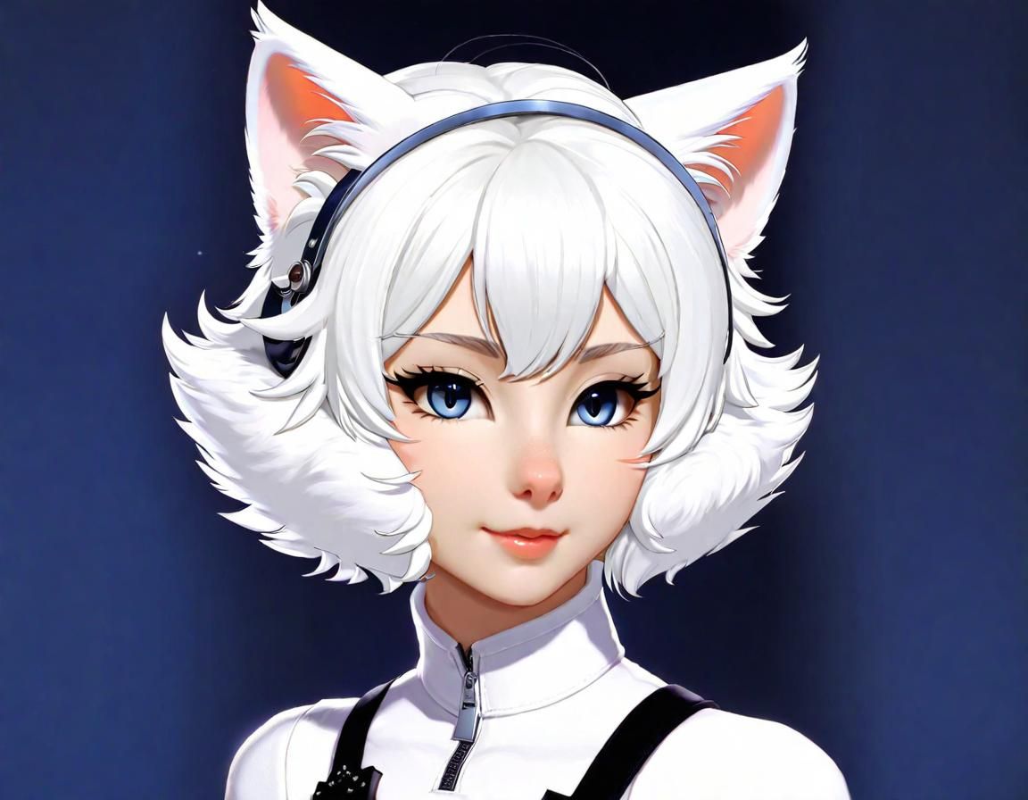 Anthropomorphic Cat Girl Reading a Book