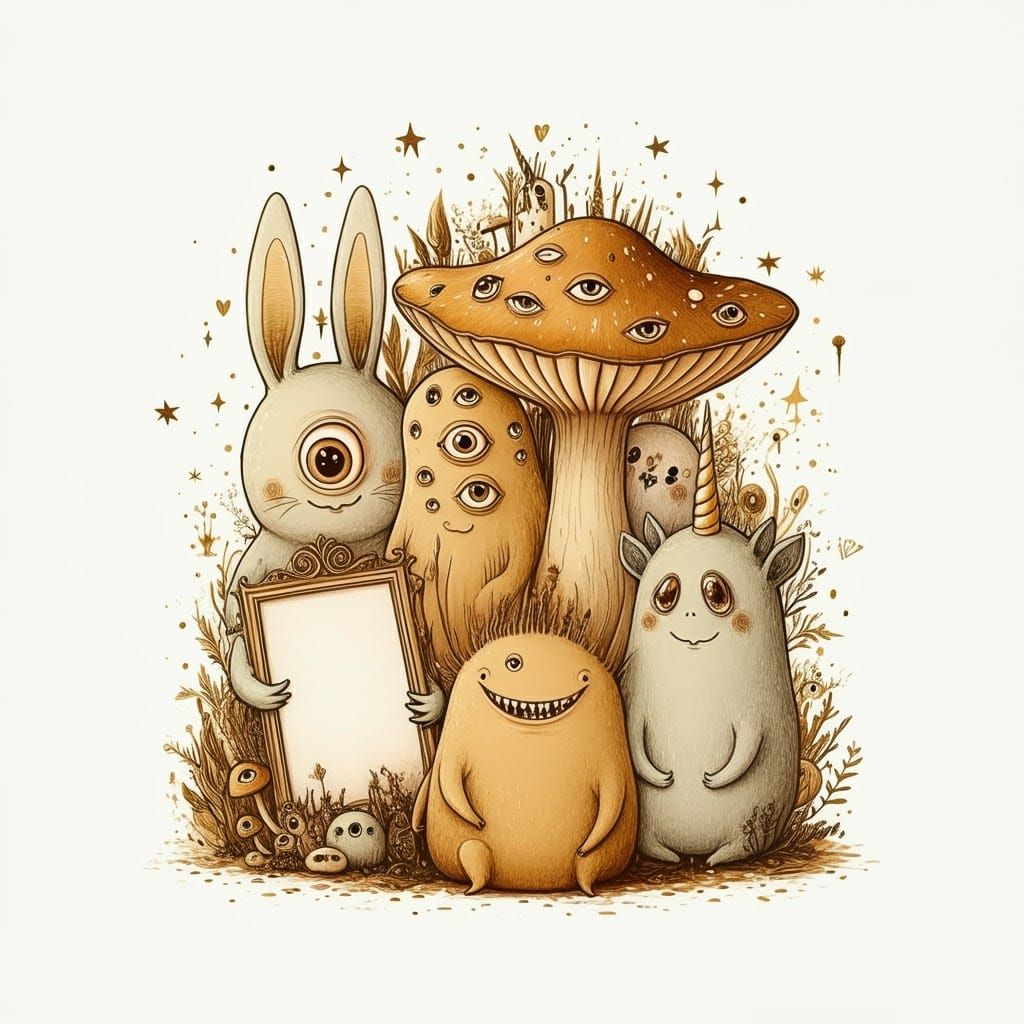 Whimsical Halloween Creatures with Playful Doodles