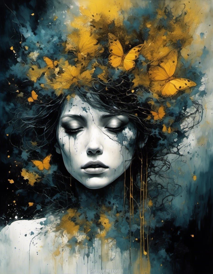 Ethereal Surreal Horror Woman in Beksiński Style