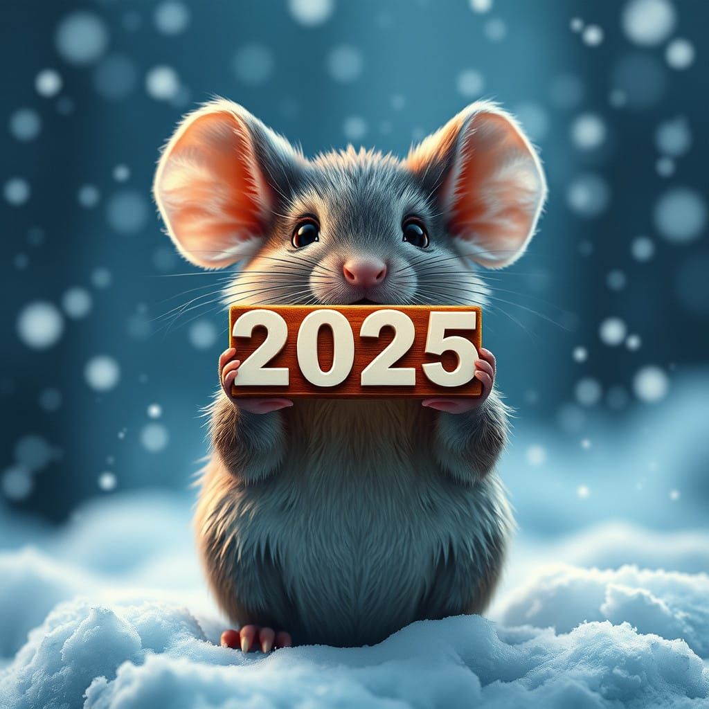 Cute Mouse in Snowy Landscape