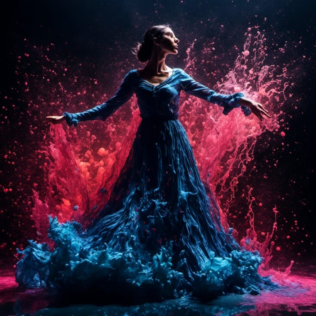 Flamenco Dancer in Liquid Water Dress