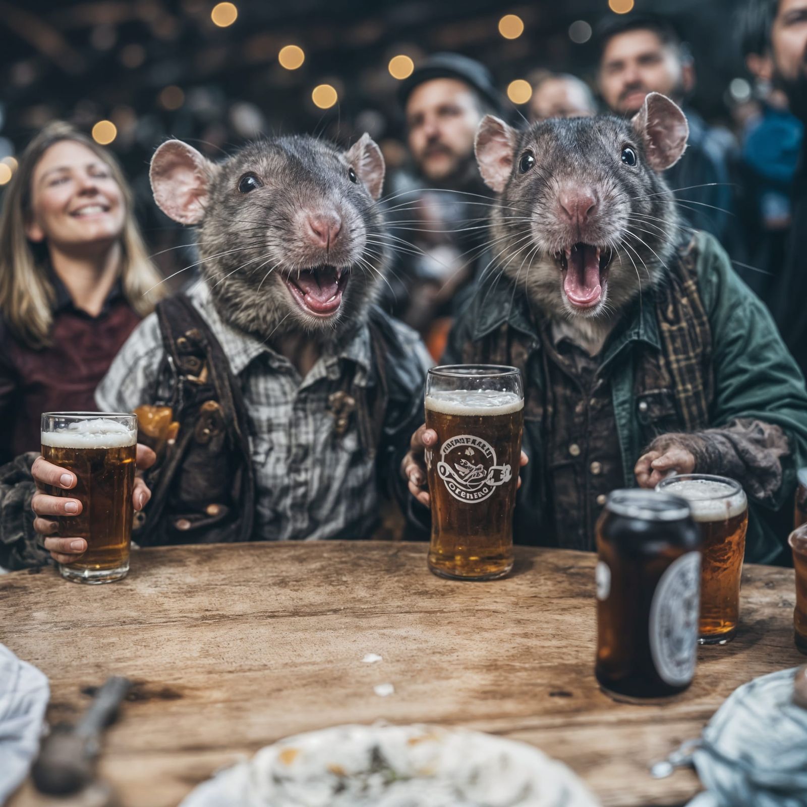 All the happy rats singing and drinking beer at Oktoberfest
