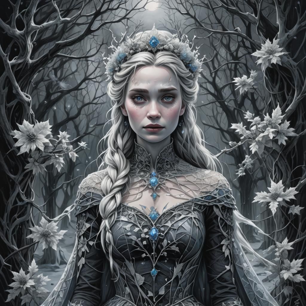 Ice Queen Portrait in Neo-Expressionist Style