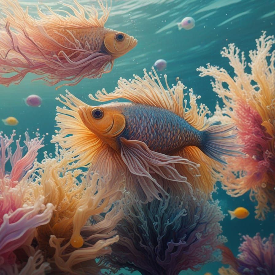 Whimsical Oceanic Blooms in Abstract Art