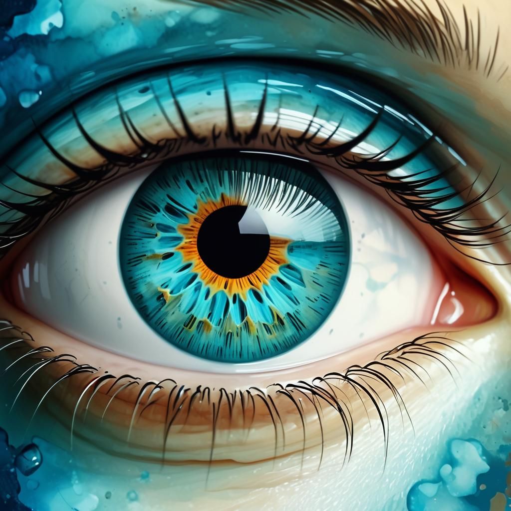 Icy Blue Eye Macro Photography, Digital Art