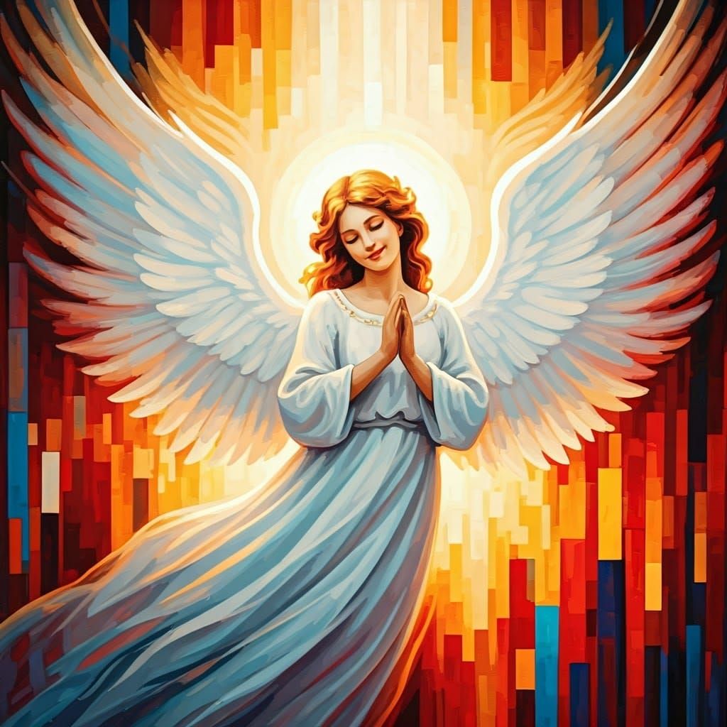 Ethereal Angels in Abstract Expressionist Dreamscape