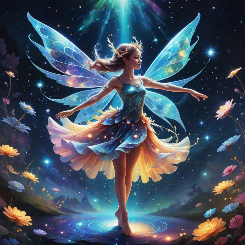 Ethereal Cosmic Fairy in Vibrant Astral Hues