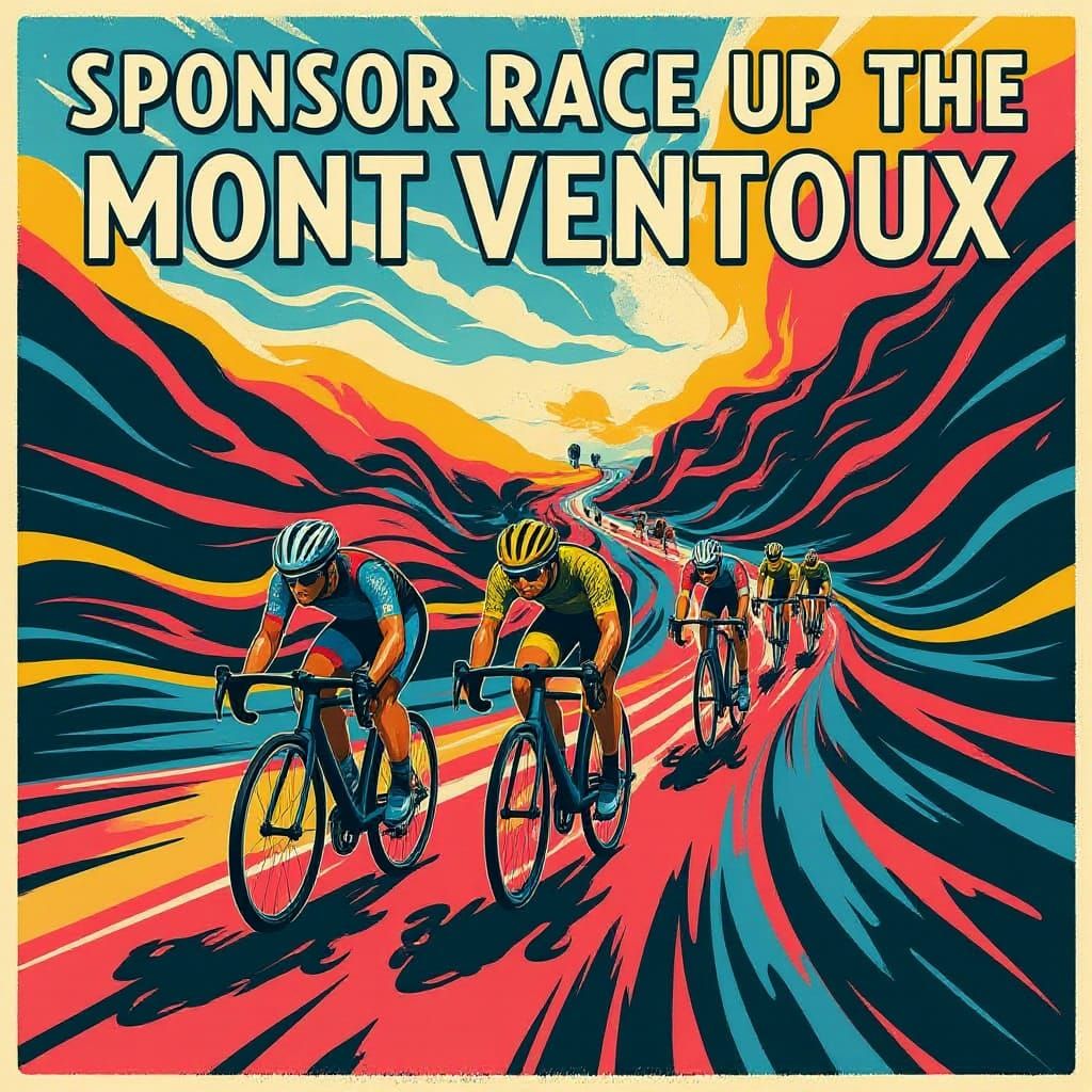 Vintage Cycling Race Poster: Mont Ventoux