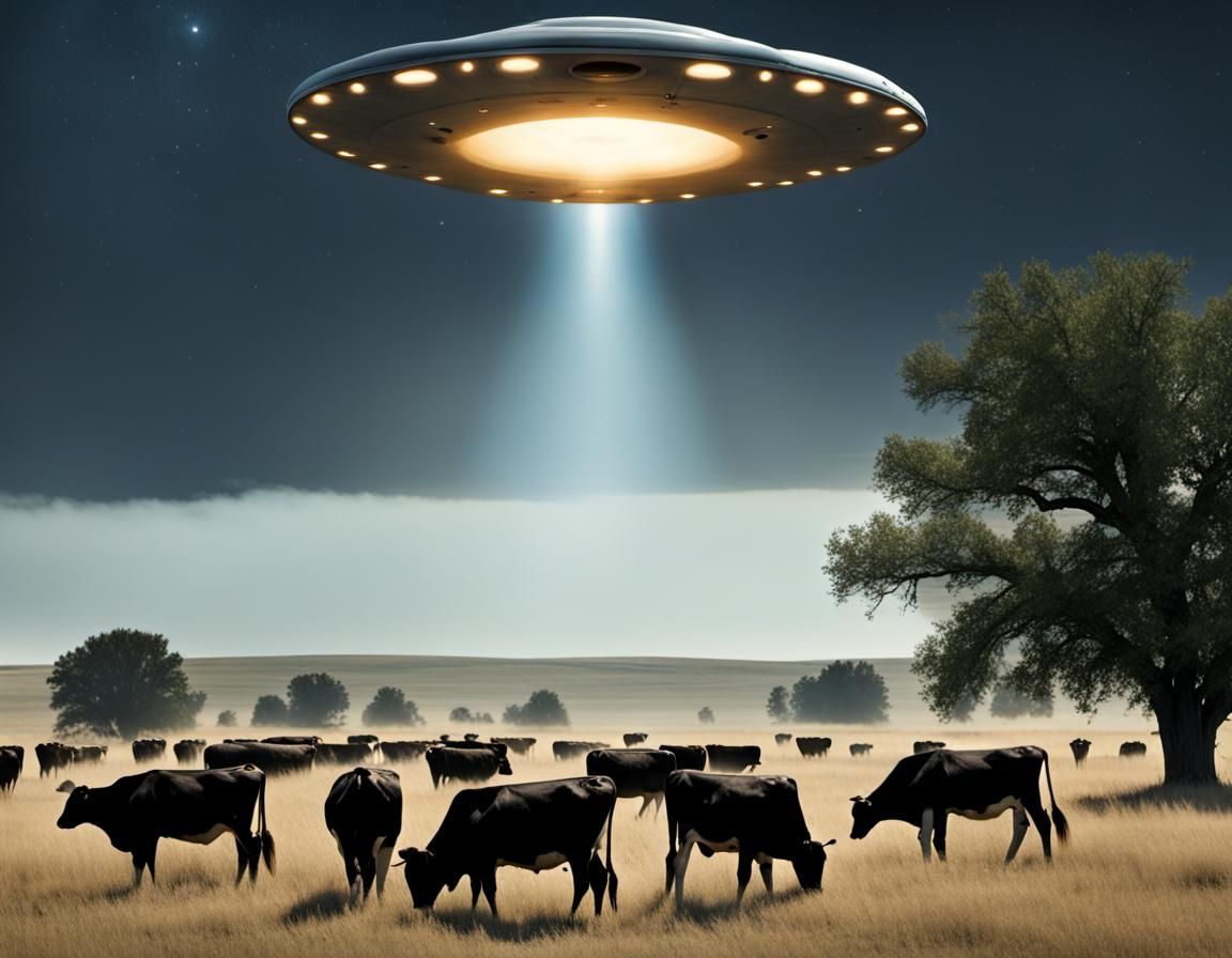 UFO over Kansas Plains in Del Toro Style